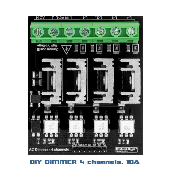 4 Kanal AC Licht Dimmer Modul, 3,3 V/5V logic, AC 50/60hz, 110V ~ 400V, je 10A - Image 3